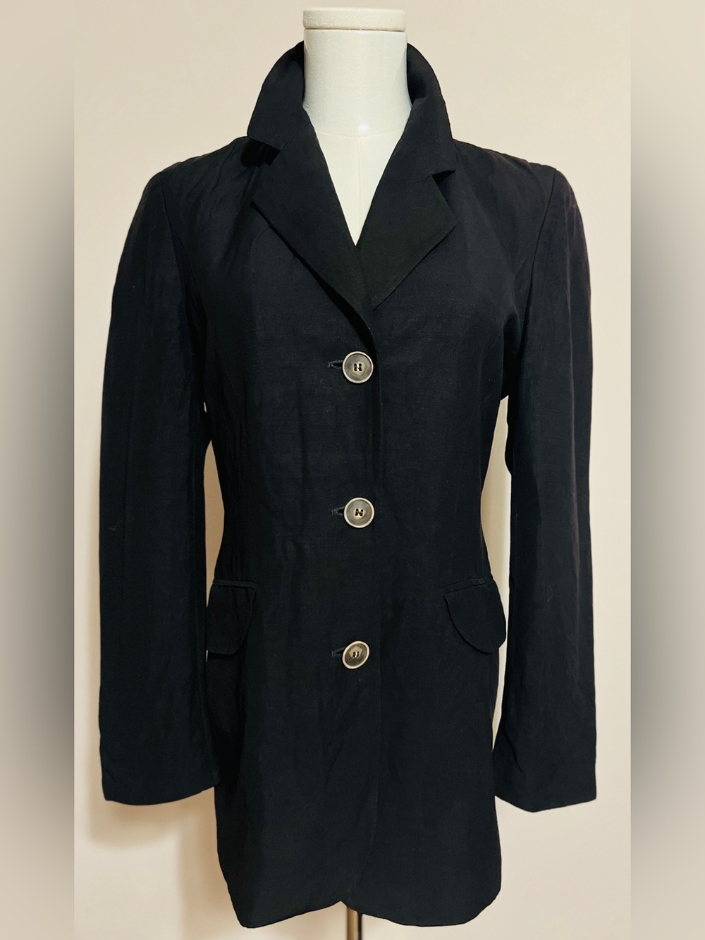 Laurel by Escada Classic Black Linen Blazer